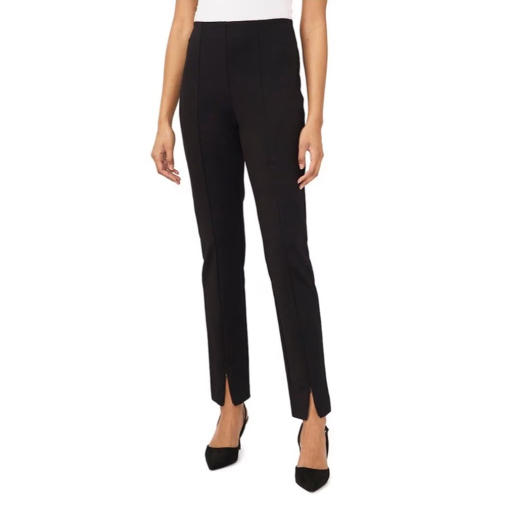 Faux Suede Ankle Zip Pull On Seamed Leggings